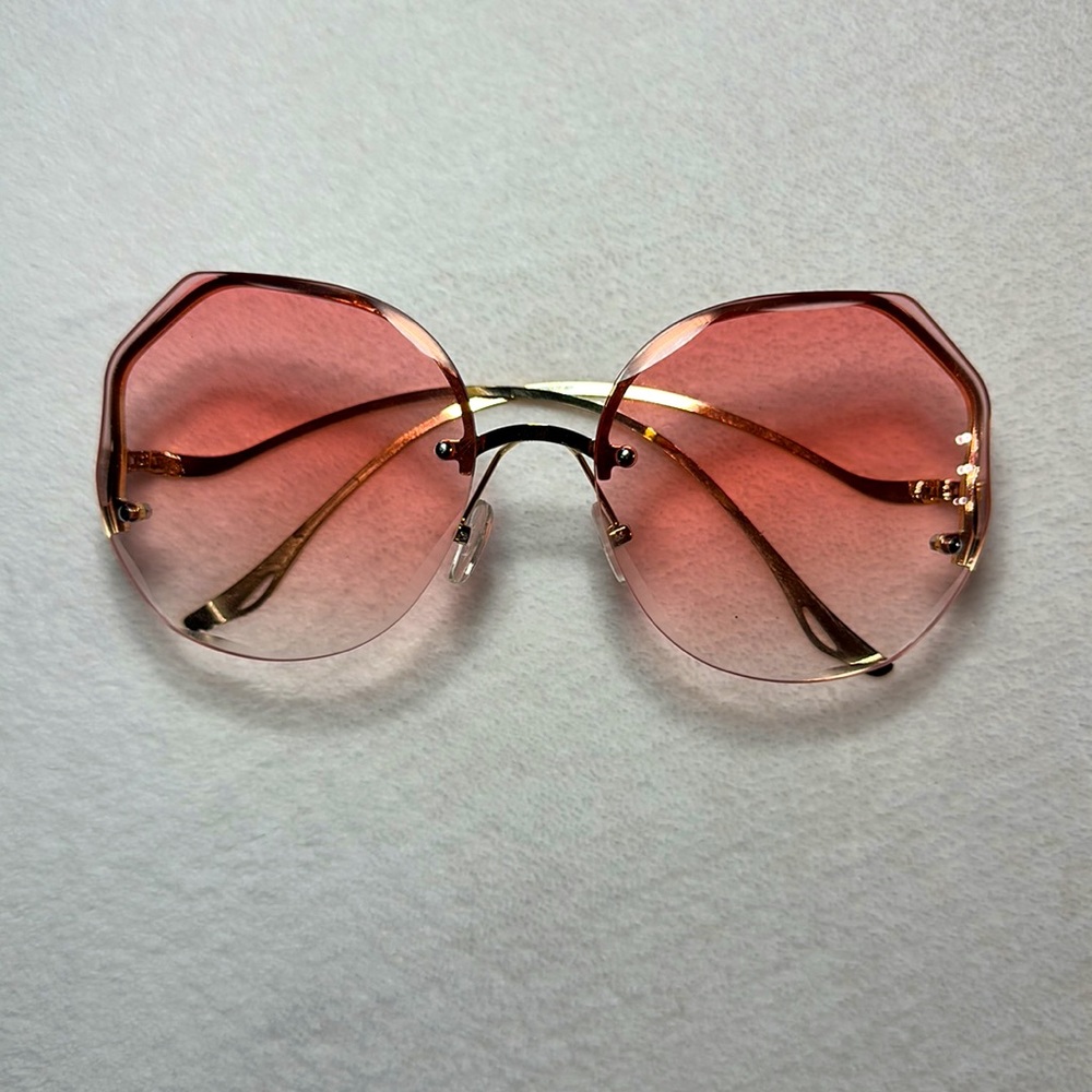 Retro Pink Rimless Sunglasses
